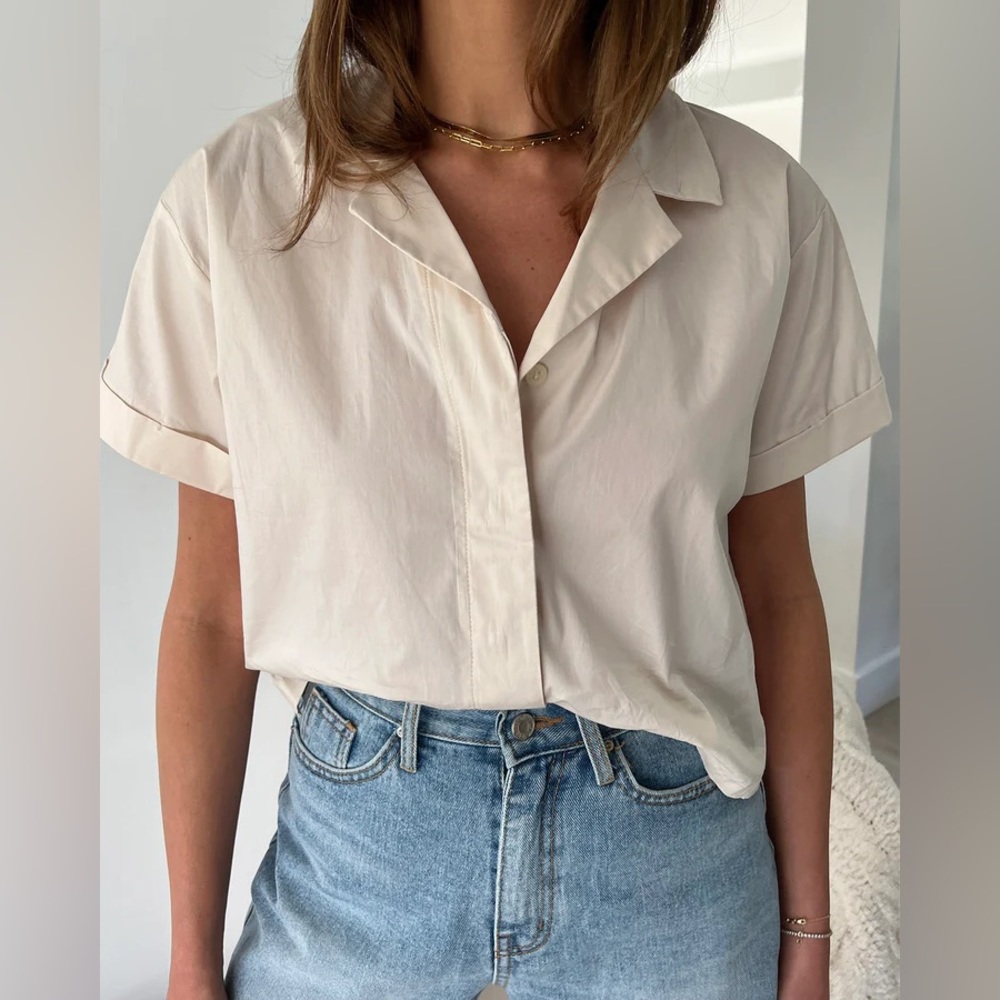 SPLENDID X RACHELOVE SHORT SLEEVE BUTTON DOWN
